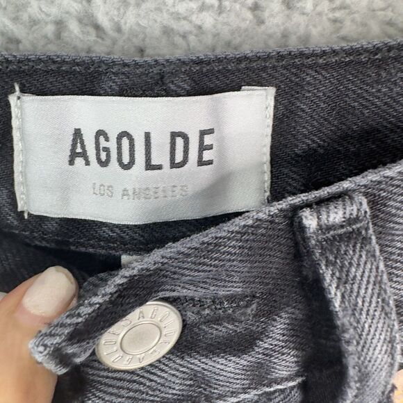 Agolde 90s Bermuda Shorts Women’s 23 Black Denim Raw Hem Mid Rise NWT - Picture 5 of 16